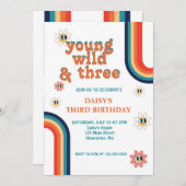 Retro Jong Wild en Drie Verjaardag Kaart (Voorkant / Achterkant)
