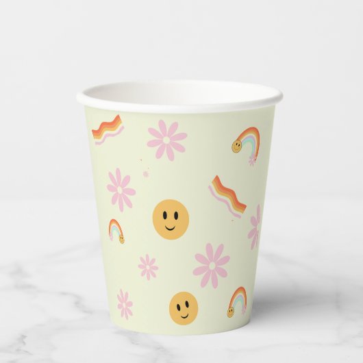 Retro Jong Wild en Drie Verjaardag Papieren Bekers (Voorkant)