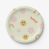 Retro Jong Wild en Drie Verjaardag Papieren Bordje (Voorkant)