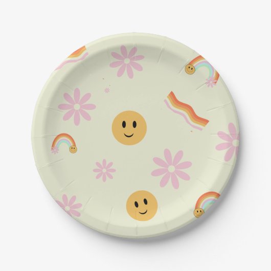 Retro Jong Wild en Drie Verjaardag Papieren Bordje (Voorkant)