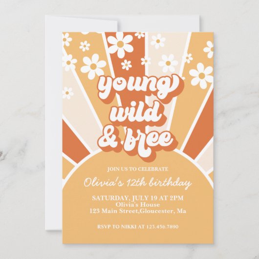 Retro Jong Wild Vrij Verbrand Oranje Zonneschijn m Kaart (Voorkant)