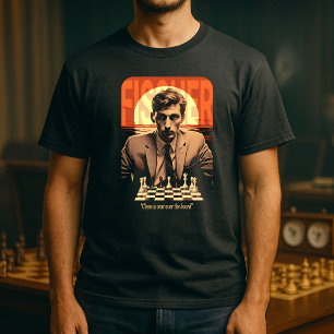 Retro jonge Bobby Fischer "Schaak is oorlog" citaa T-shirt