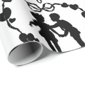 RETRO JONGEN EN EEN MEISJE IN EEN HART inpakpapier (Rol Hoek)