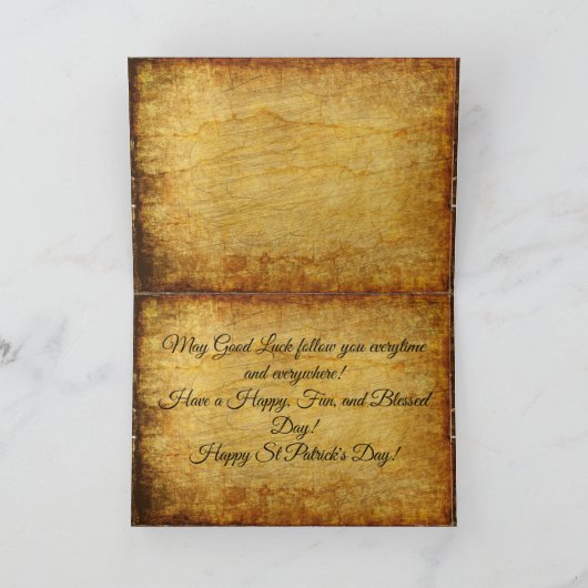 Retro jongen en meisje kinderen groene St. Patrick Kaart (Binnen)