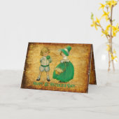 Retro jongen en meisje kinderen groene St. Patrick Kaart (Gele Bloem)
