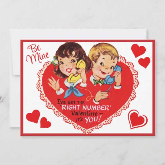  Retro Jongen Meisje Aangepaste Valentijnsdag Feestdagenkaart (Voorkant)