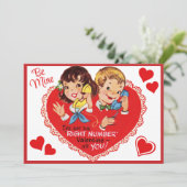  Retro Jongen Meisje Aangepaste Valentijnsdag Feestdagenkaart (Staand voorkant)