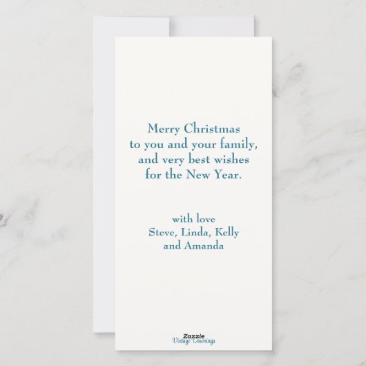  Retro Jongen Skiën Schattige Aangepaste Kerstmis Feestdagenkaart (Achterkant)