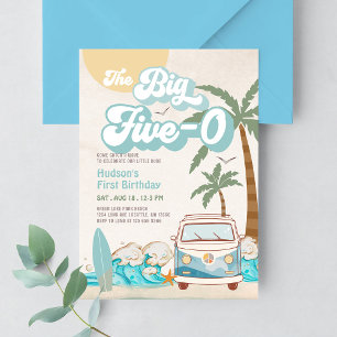 Retro Jongen The Big Five-0 Surfen 50e Verjaardag Kaart
