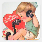 Retro jongen Valentijn sticker (Voorkant)
