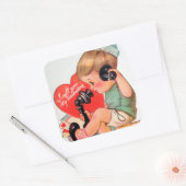 Retro jongen Valentijn sticker (Envelop)