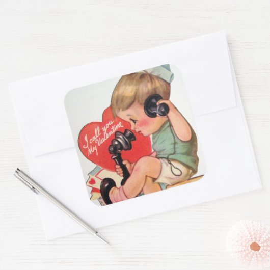 Retro jongen Valentijn sticker (Envelop)