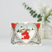  retro-jongen vindt hart in Valentijn Feestdagenkaart (Staand voorkant)