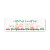 Retro Jongens Speelgoed Leuk Vervoer Verjaardagsad Etiket (Voorkant)