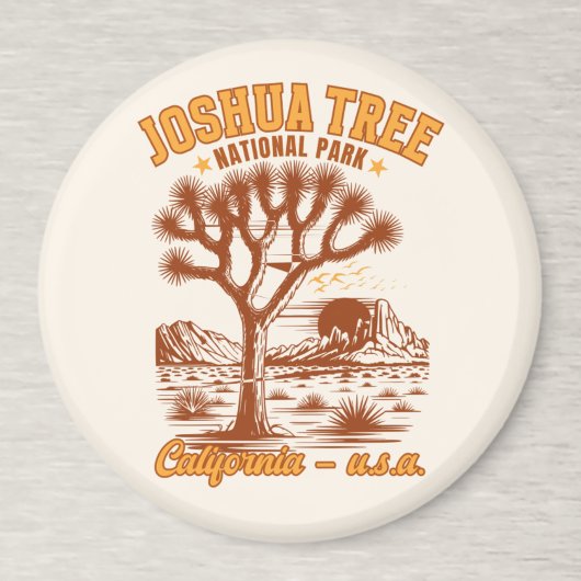 Retro Joshua Tree Illustration in Ochre Red Magneet