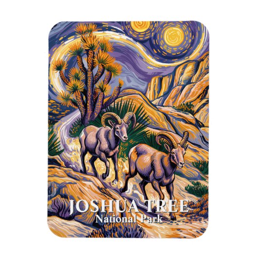 Retro Joshua Tree Landscape Animal Sheep Van Gogh Magneet (Verticaal)