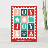 Retro Joy Christmas Postage Stamp Feestdagen Kaart (Voorkant)