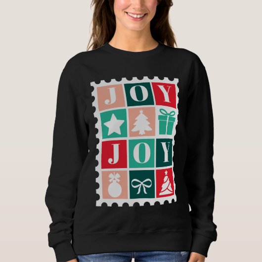 Retro Joy Christmas Postage Stamp Trui (Voorkant)
