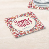 Retro Joyeux Noel Aangepast Kartonnen Onderzetters (Schuin)