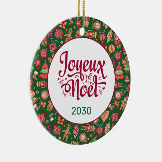 Retro Joyeux Noel Aangepast Keramisch Ornament (Rechts)