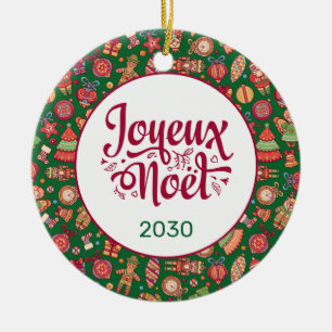 Retro Joyeux Noel Aangepast Keramisch Ornament
