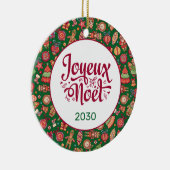 Retro Joyeux Noel Persoonlijk Keramisch Ornament (Rechts)