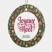 Retro Joyeux Noel Persoonlijk Keramisch Ornament (Links)