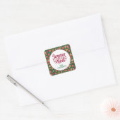 Retro Joyeux Noel Persoonlijk Vierkante Sticker (Envelop)