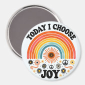 Retro Joyful Rainbow Peace Magnet Kies Joy (Voorkant / Achterkant)
