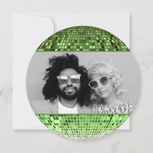 Retro Joyful Vibes Disco Ball Kerstfoto Feestdagenkaart (Voorkant)