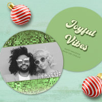 Retro Joyful Vibes Disco Ball Kerstfoto