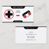 Retro joypad-controller ziet er wit uit visitekaartje (Voorkant / Achterkant)