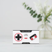 Retro joypad-controller ziet er wit uit visitekaartje (Staand voorkant)