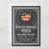 Retro Jubileum BBQ Invitations Chalkboard Kaart (Voorkant)