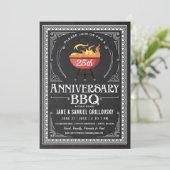 Retro Jubileum BBQ Invitations Chalkboard Kaart (Staand voorkant)