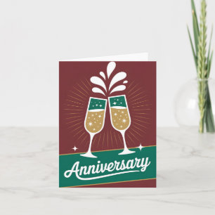 Retro jubileumgrafiek met sprankelende champagne feestdagen kaart