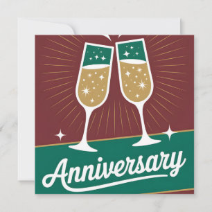 Retro jubileumgrafiek met sprankelende champagne feestdagenkaart