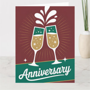 Retro jubileumgrafiek met sprankelende champagne kaart