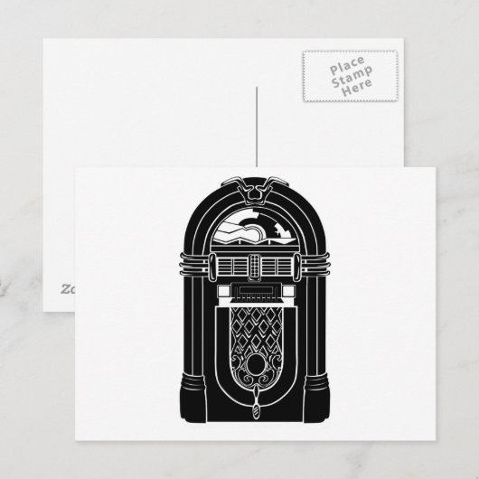 Retro Jukebox Briefkaart (Voorkant / Achterkant)