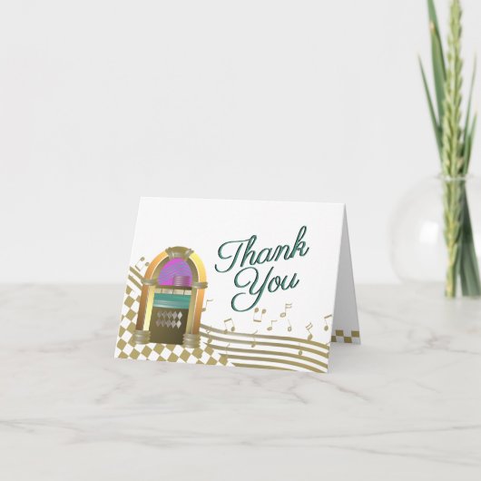 Retro Jukebox Music Hartelijk dank Bedankkaart (Voorkant)