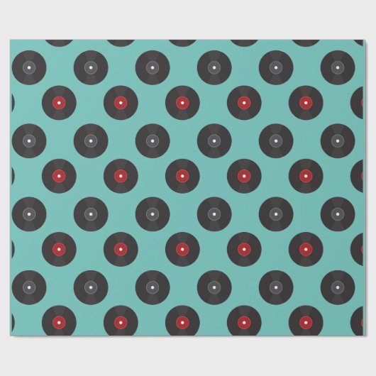 Retro Jukebox Records Patroon Cadeaupapier (Vlak)