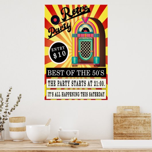 retro jukebox rock and roll swing rockabilly jive poster (Keuken)