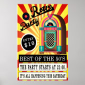 retro jukebox rock and roll swing rockabilly jive poster (Voorkant)