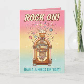 Retro Jukebox Rock On! Musical Birthday Card Kaart