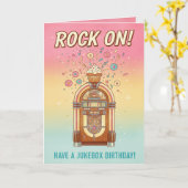Retro Jukebox Rock On! Musical Birthday Card Kaart (Gele Bloem)