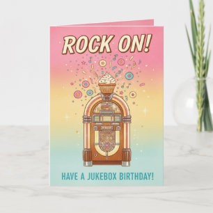 Retro Jukebox Rock On! Muzikale Verjaardagskaart Kaart