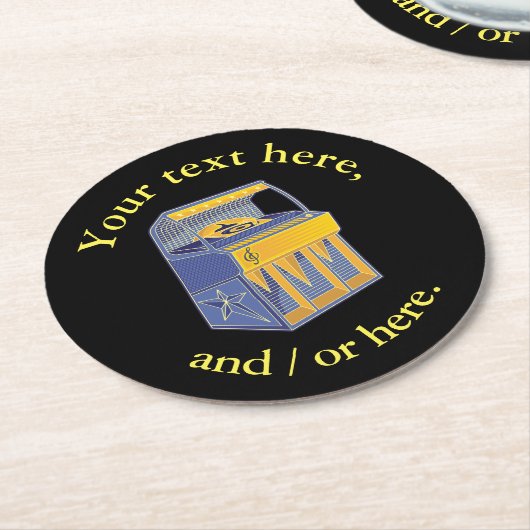 Retro Jukebox Ronde Kartonnen Onderzetter (Gebogen)