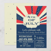 Retro Juli 4e Holiday Partij Uitnodiging (Voorkant / Achterkant)