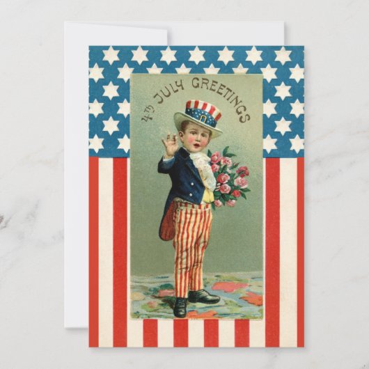  Retro juli 4th USA Young Uncle Sam Feestdagenkaart (Voorkant)