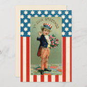  Retro juli 4th USA Young Uncle Sam Feestdagenkaart (Voorkant / Achterkant)
